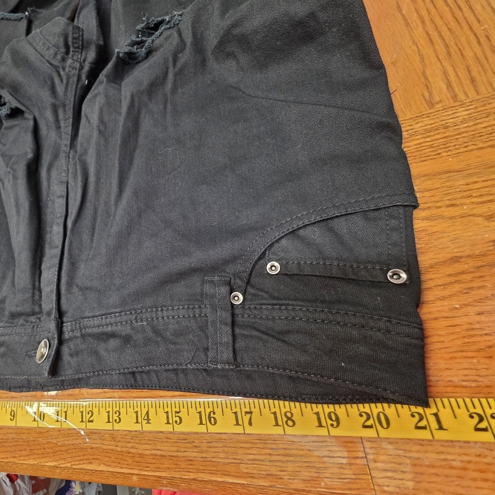 Ashley Stewart Black Distressed Denim Straight Leg Jeans Plus Size 22 - Picture 5 of 7